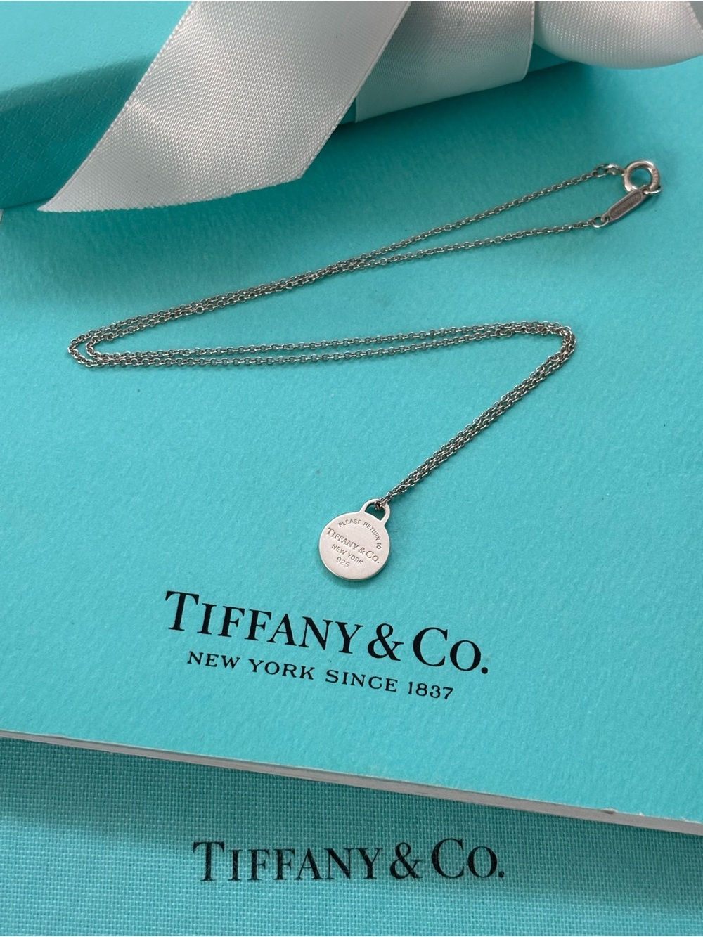 Authentic Tiffany & Co Mini Round Pendant Necklace